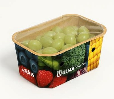 Ambalarea fructelor și a legumelor în tăvițe de carton reciclabile. 